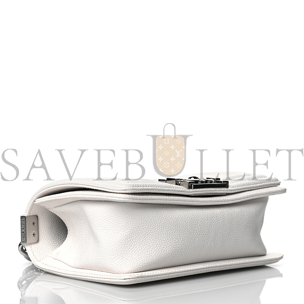 CHANEL CAVIAR QUILTED SMALL BOY FLAP WHITE (20*12*6cm) CHANEL CAVIAR QUILTED SMALL BOY FLAP WHITE (20*12*6cm)